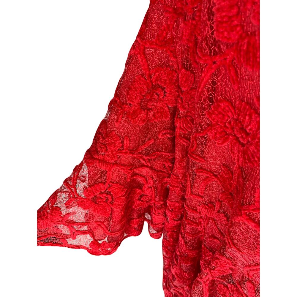 Free People Le Fleur Floral Lace Mini Dress Size S Red Boho Romantic - Picture 8 of 9